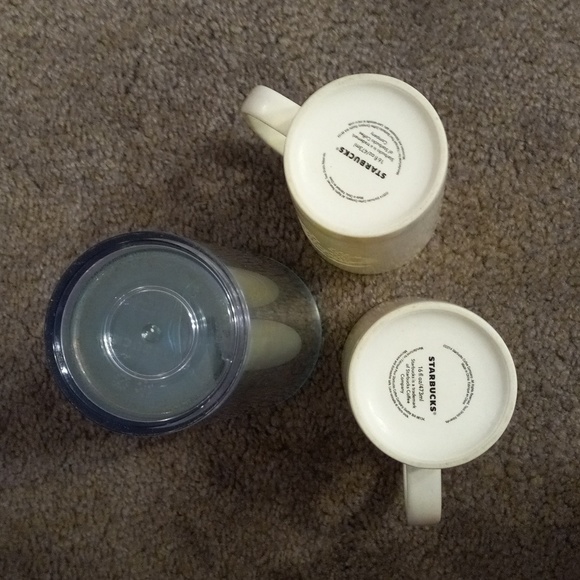 Starbucks iridescent tumbler and 2 white matching mugs, preloved, no straw - Picture 3 of 9